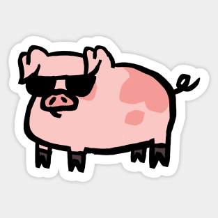 Cute Cartoon Piggy Too Cool Sticker